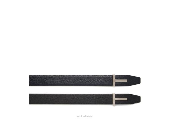 TOM FORD vīriešiem tumši tumšs + melns mīksta graudu ādas kores t josta HTNR771