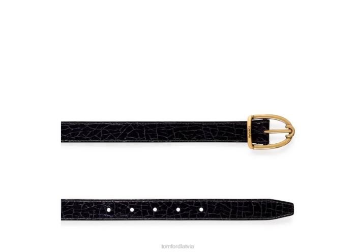 TOM FORD vīriešiem tumši violets sasprēgājušas ādas leņķa sprādzes josta HTNR760