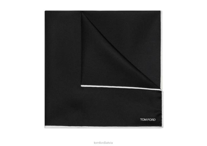 TOM FORD vīriešiem melns satīna kabatas kvadrāts HTNR958