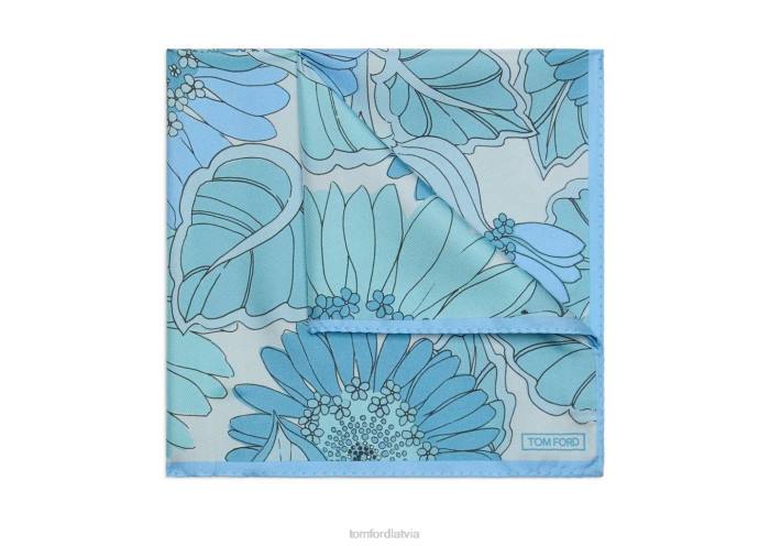 TOM FORD vīriešiem zils 70. gadu margrietiņas kabatas kvadrāts HTNR950