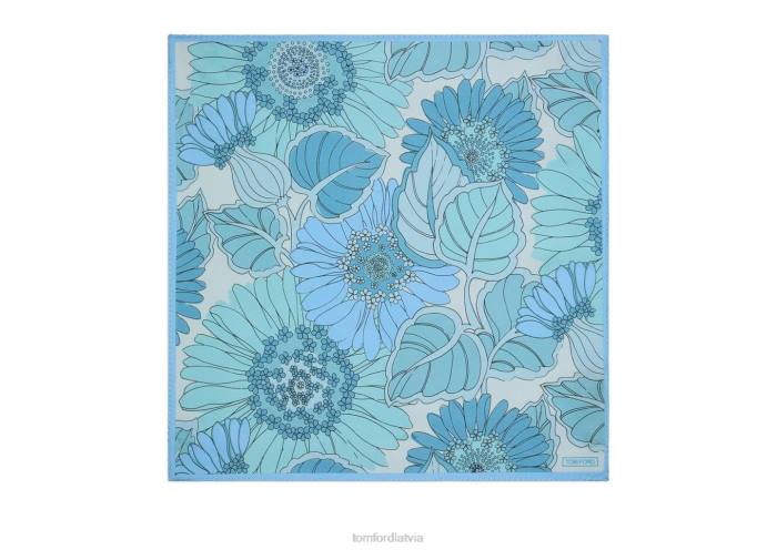 TOM FORD vīriešiem zils 70. gadu margrietiņas kabatas kvadrāts HTNR950