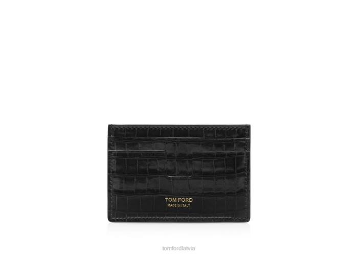 TOM FORD vīriešiem melns glancēts apdrukāts Croc classic kartes turētājs HTNR806