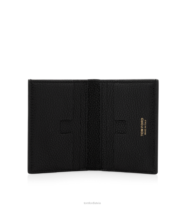 TOM FORD vīriešiem melns graudu ādas saliekamais karšu turētājs HTNR833