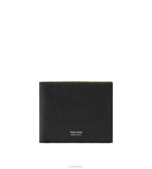 TOM FORD vīriešiem melns + laims graudu ādas bifold maku HTNR846