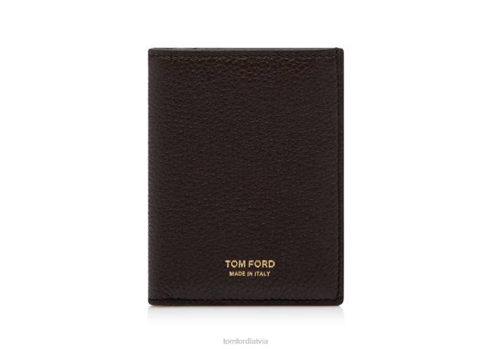 TOM FORD vīriešiem šokolāde + mandeles graudu ādas saliekamais karšu turētājs HTNR836
