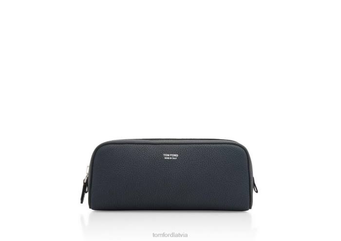 TOM FORD vīriešiem pusnakts zils graudu ādas tualetes piederumu soma HTNR851