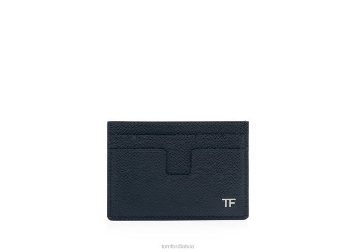 TOM FORD vīriešiem pusnakts zils mazgraudu ādas naudas klipu kartes turētājs HTNR800
