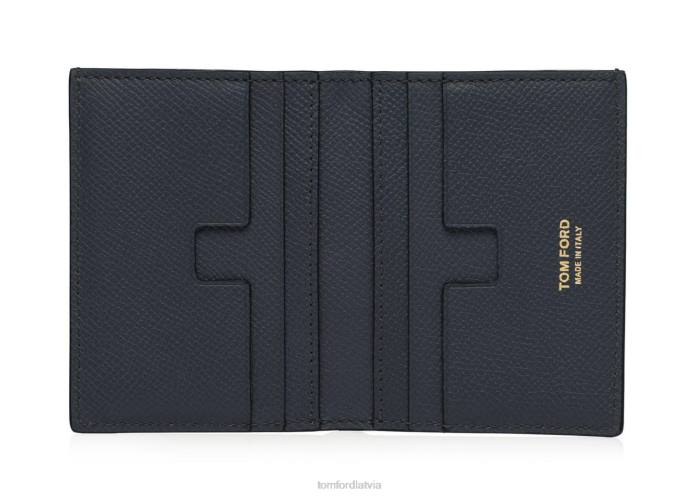 TOM FORD vīriešiem pusnakts zils mazgraudu ādas saliekamais karšu turētājs HTNR829