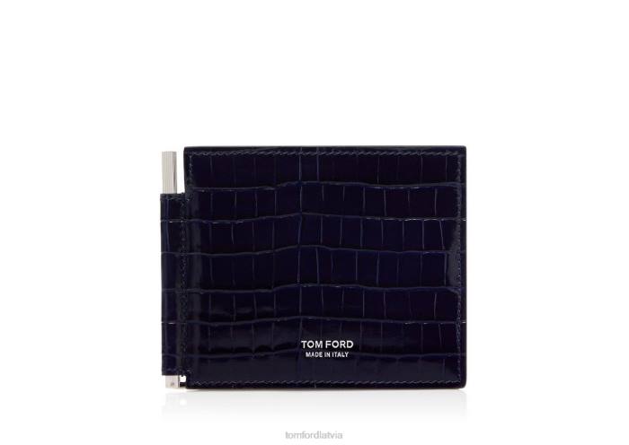 TOM FORD vīriešiem tinte glancēts apdrukāts kroka naudas saspraudes maks HTNR839