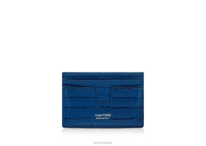 TOM FORD vīriešiem ultramarīns glancēts apdrukāts Croc classic kartes turētājs HTNR822