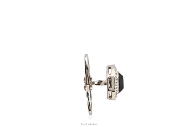 TOM FORD vīriešiem baltais zelts + melns dimanta oniksa astoņstūra kniedes HTNR977