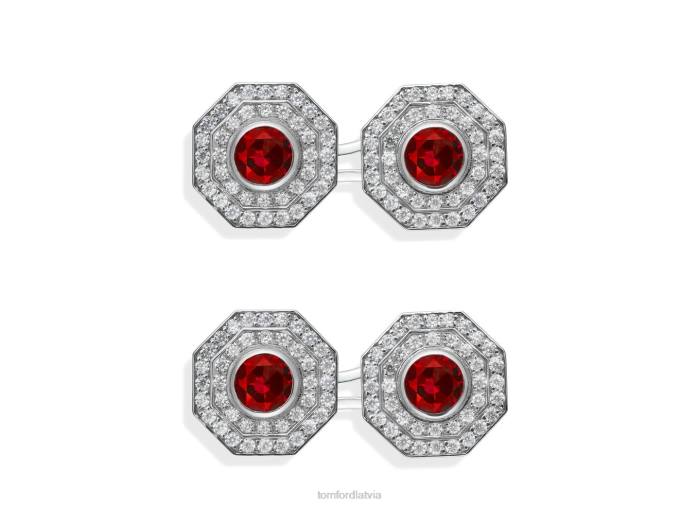 TOM FORD vīriešiem dimants + rubīns astoņstūra dimanta aproču pogas HTNR985