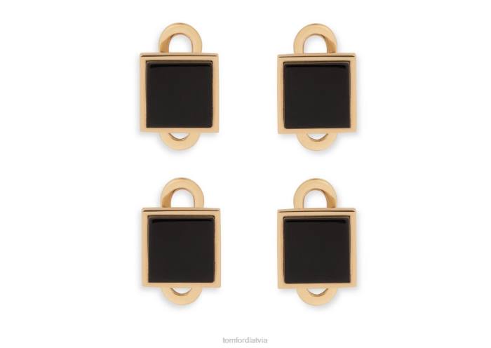 TOM FORD vīriešiem zelts/onikss zelta un oniksa kvadrātveida kniedes HTNR973