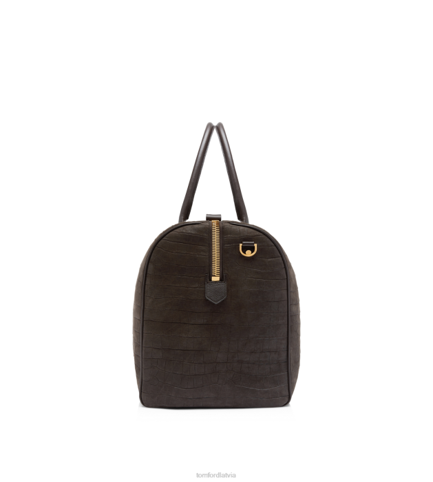 TOM FORD vīriešiem fango apzīmogots kroka nubuka plati atverams dufelis HTNR1037