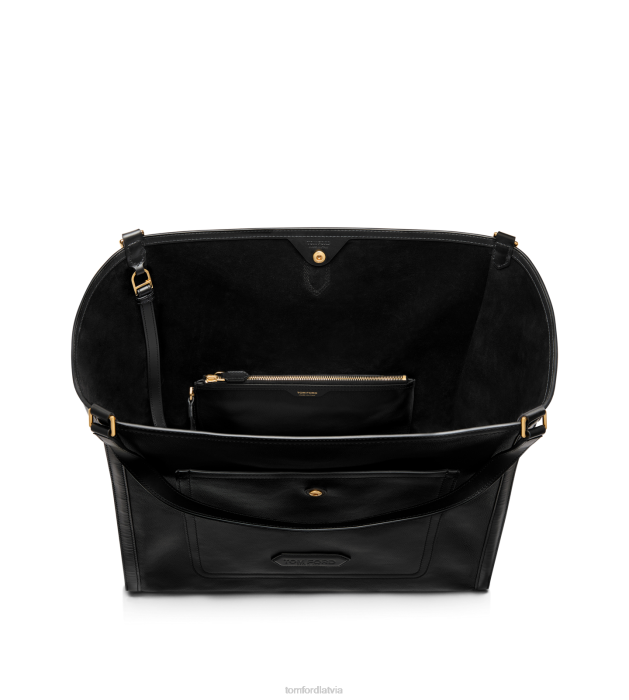 TOM FORD vīriešiem melns gludas ādas milzu tote HTNR1044