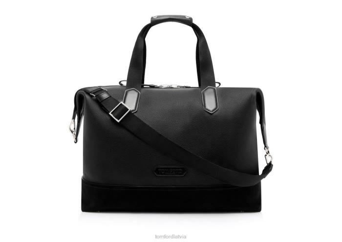 TOM FORD vīriešiem melns graudu ādas mīksts holdall HTNR1041