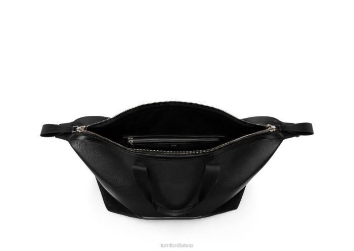 TOM FORD vīriešiem melns graudu ādas mīksts holdall HTNR1041