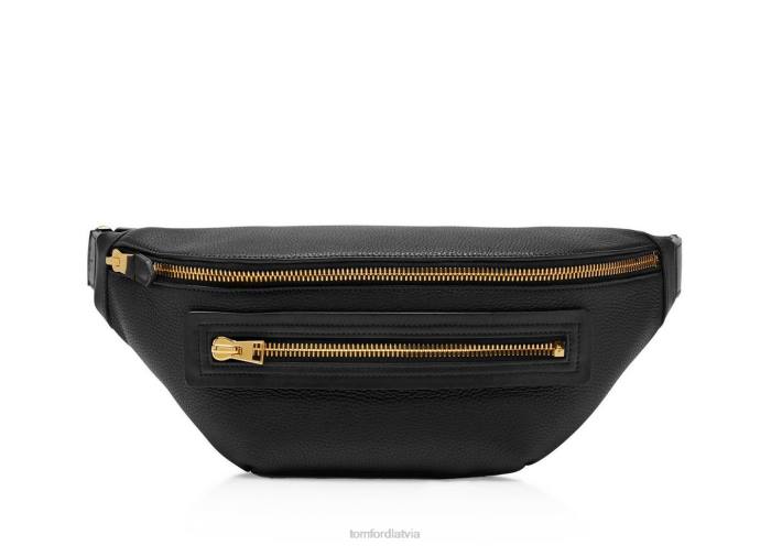 TOM FORD vīriešiem melns graudu ādas buckley jostas soma HTNR1004