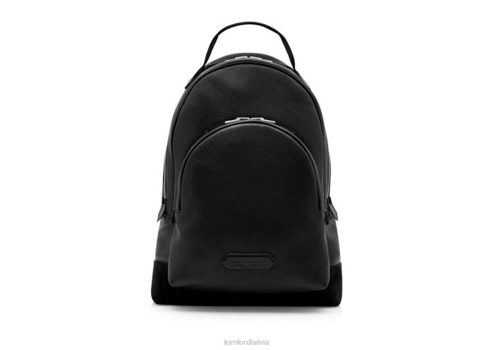 TOM FORD vīriešiem melns graudu ādas mīksta mugursoma HTNR1002