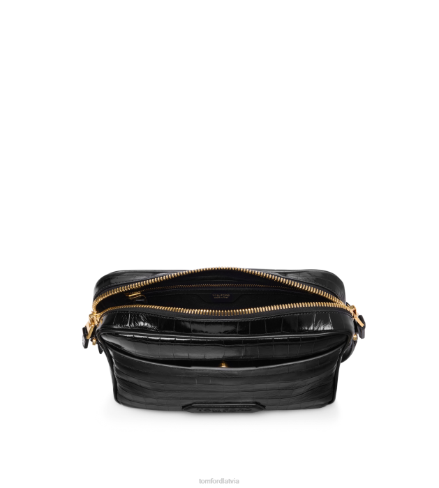 TOM FORD vīriešiem melns drukāts kroka mazais kurjers HTNR1024