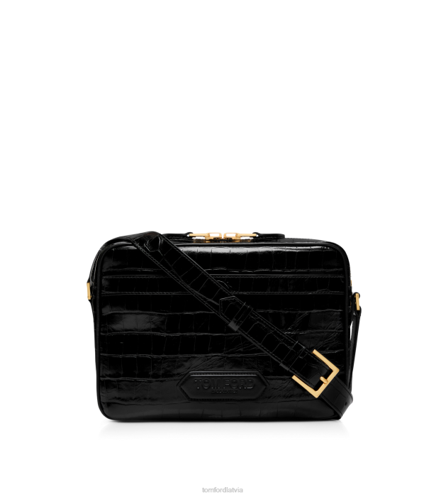 TOM FORD vīriešiem melns drukāts kroka mazais kurjers HTNR1024