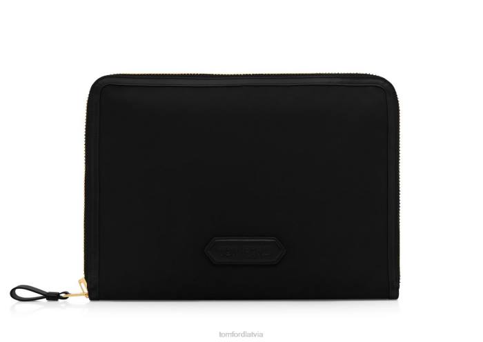 TOM FORD vīriešiem melns pārstrādāta neilona portfelis HTNR1022