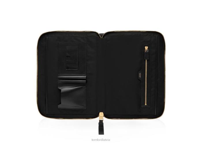 TOM FORD vīriešiem melns pārstrādāta neilona portfelis HTNR1022